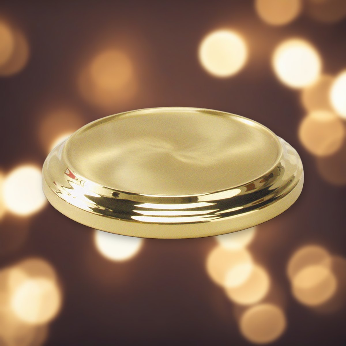 Stacking Bread Plate Base - Solid Brass by Artistic against soft golden light