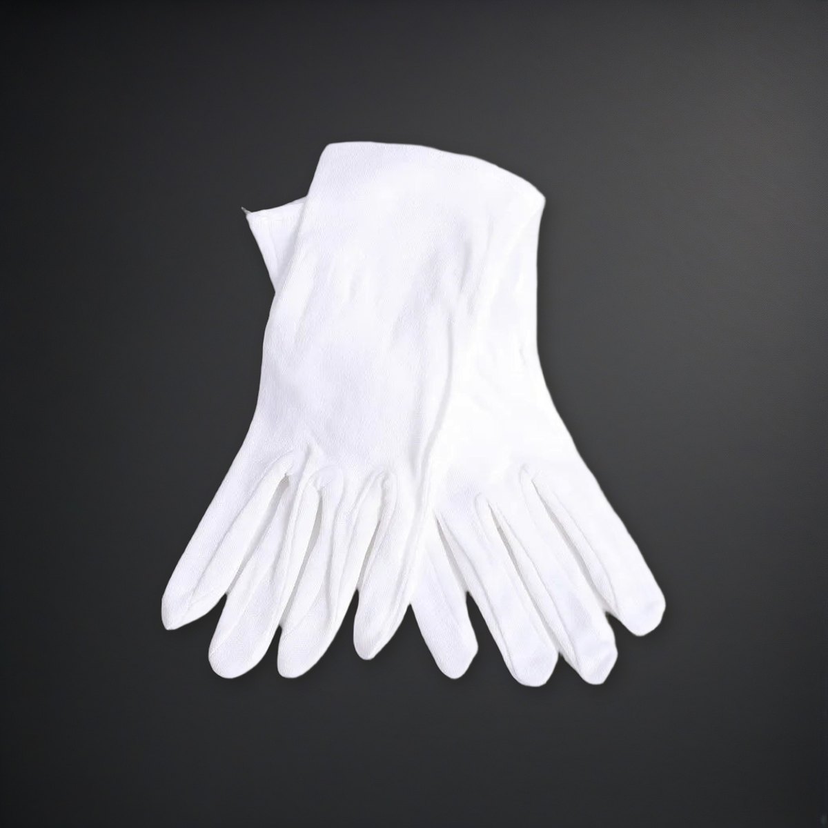 Plain White Cotton Worship Gloves - 2XL on a charcoal backdrop