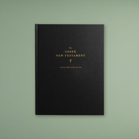 The Greek New Testament, Produced at Tyndale House, Cambridge, Guided Annotating Edition on a sage green backdrop