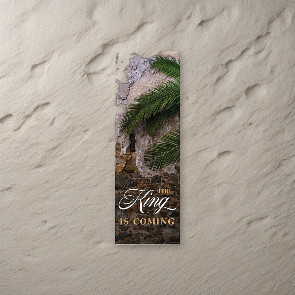 The King Is Coming Banner on a stone background