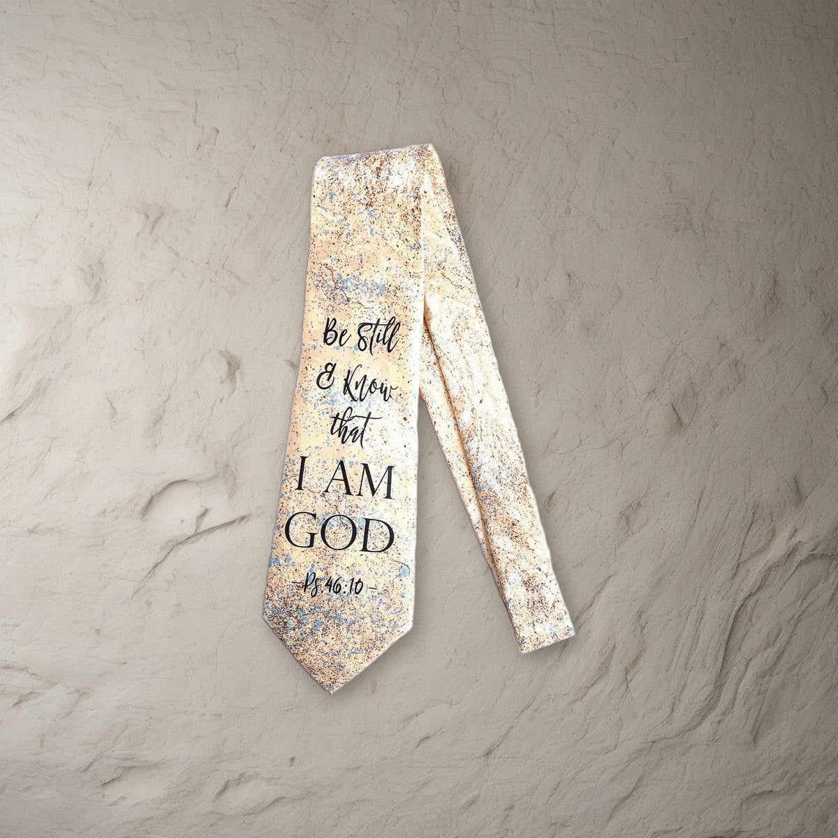 Tie Polyester - Be Still & Know I Am God on a stone background