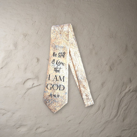 Tie Polyester - Be Still & Know I Am God on a stone background