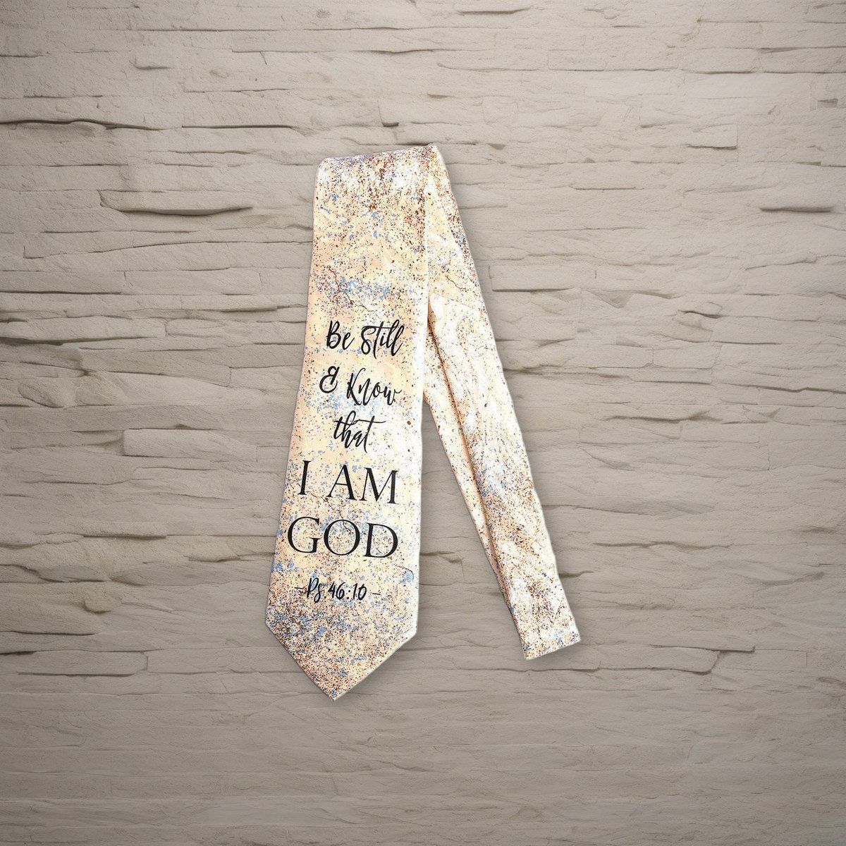 Tie Polyester - Be Still & Know I Am God on a stone background