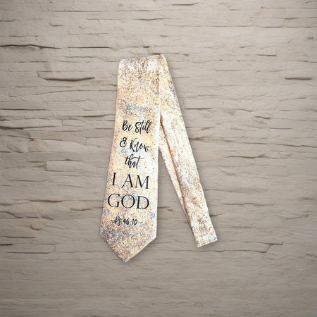 Tie Polyester - Be Still & Know I Am God on a stone background