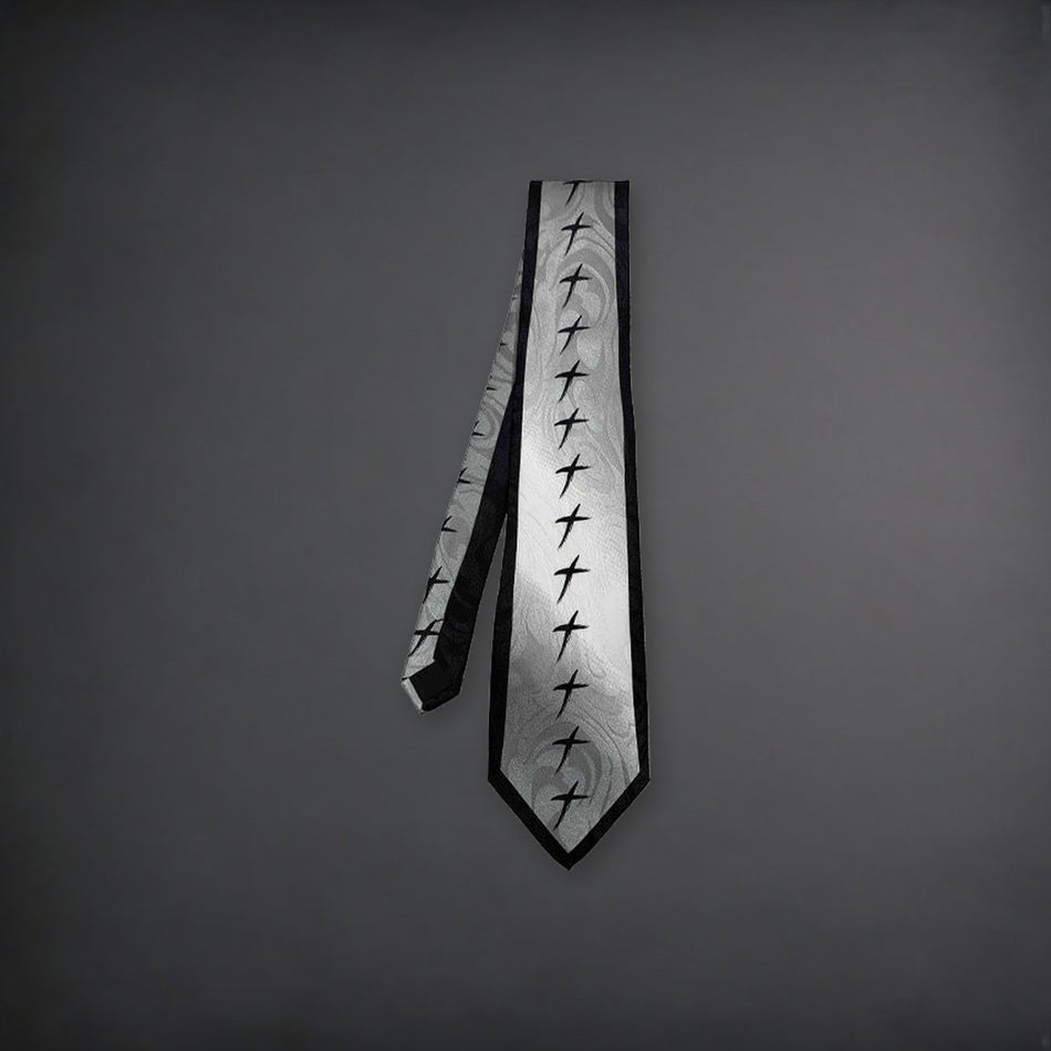 Tie Polyester - Rugged Cross - Black on a charcoal backdrop