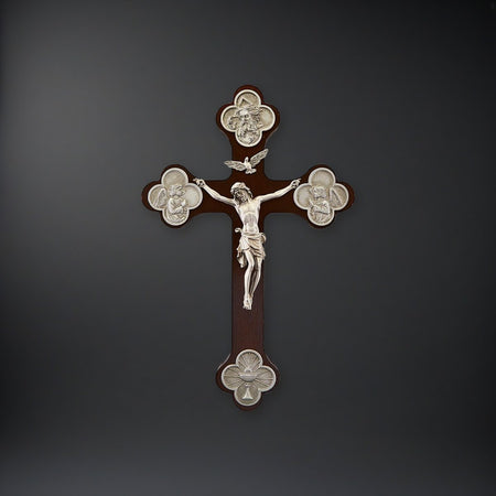 Trinity Crucifix with Budded Cross on a charcoal backdrop