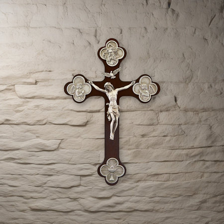 Trinity Crucifix with Budded Cross on a stone background