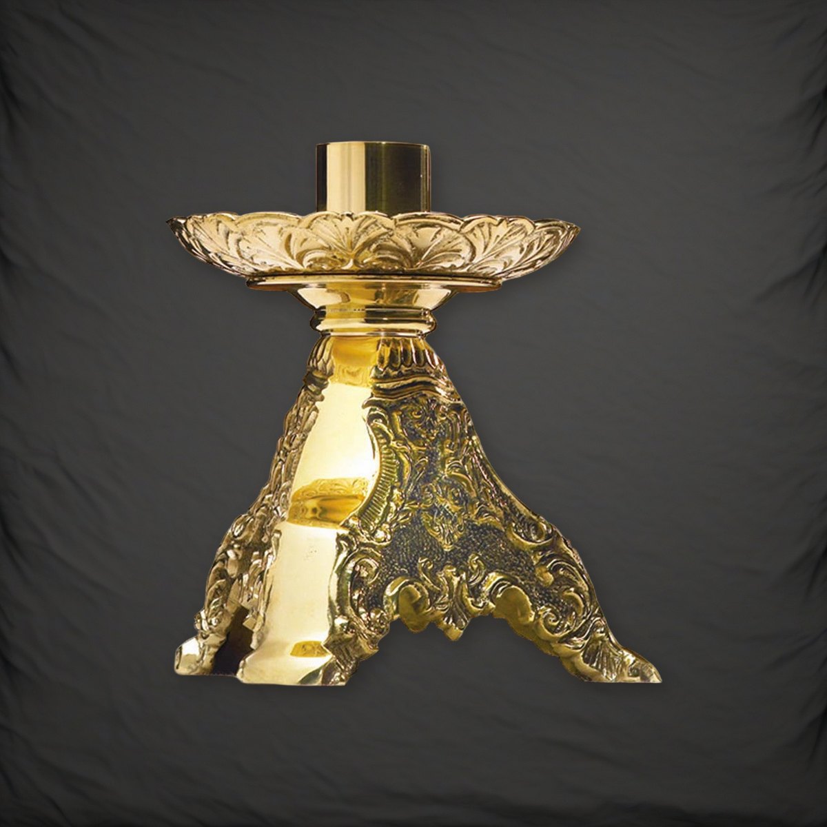 Sudbury Roma Series 8" Tall Altar Candlestick on a charcoal backdrop