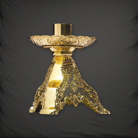 Sudbury Roma Series 8" Tall Altar Candlestick on a charcoal backdrop