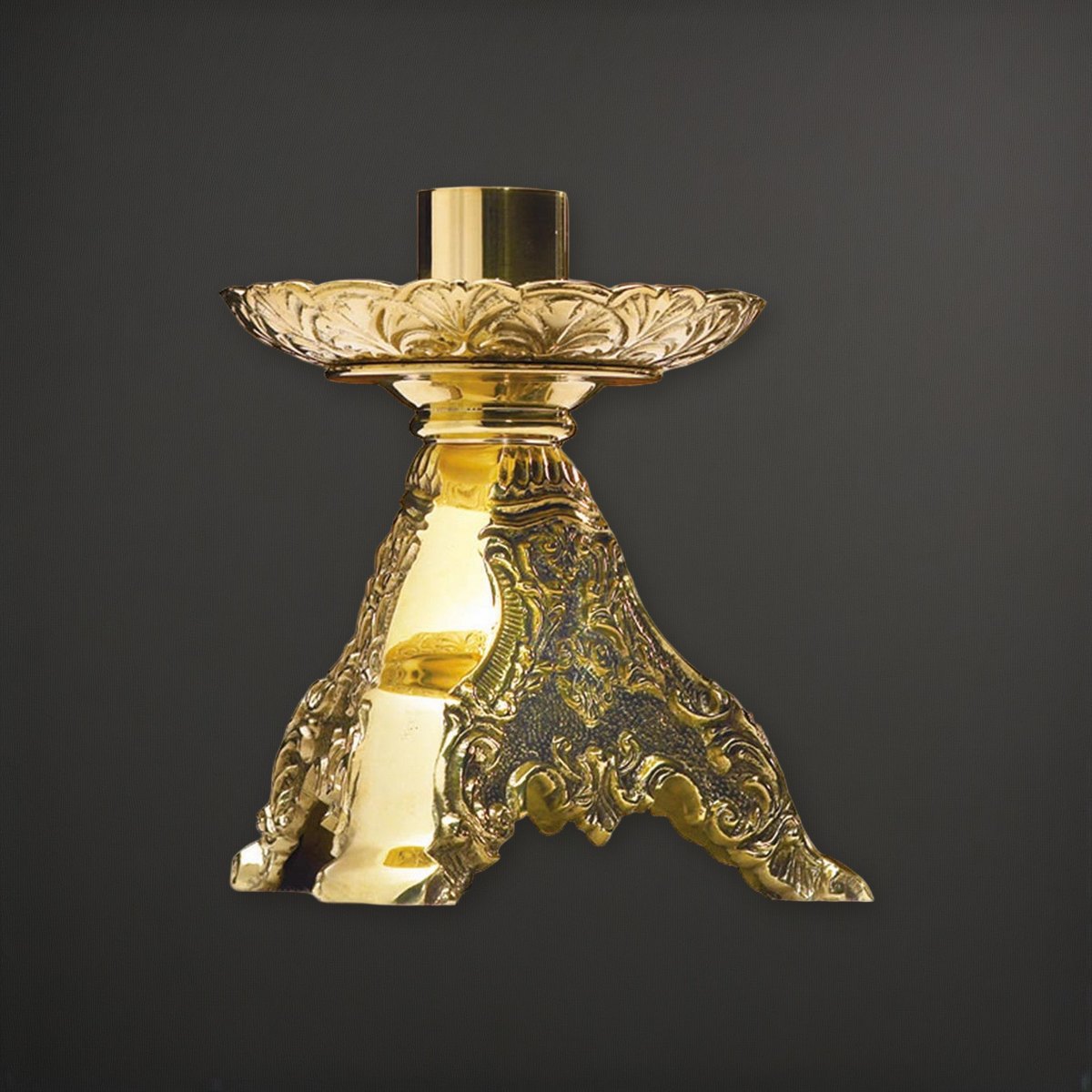 Sudbury Roma Series 8" Tall Altar Candlestick on a charcoal backdrop