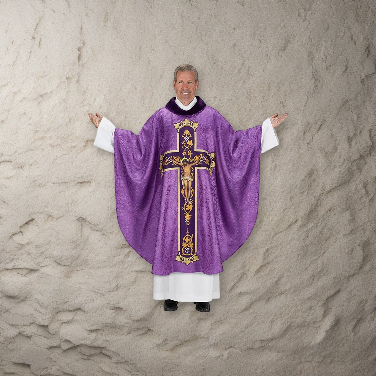 Via Sacra Chasuble on a stone background