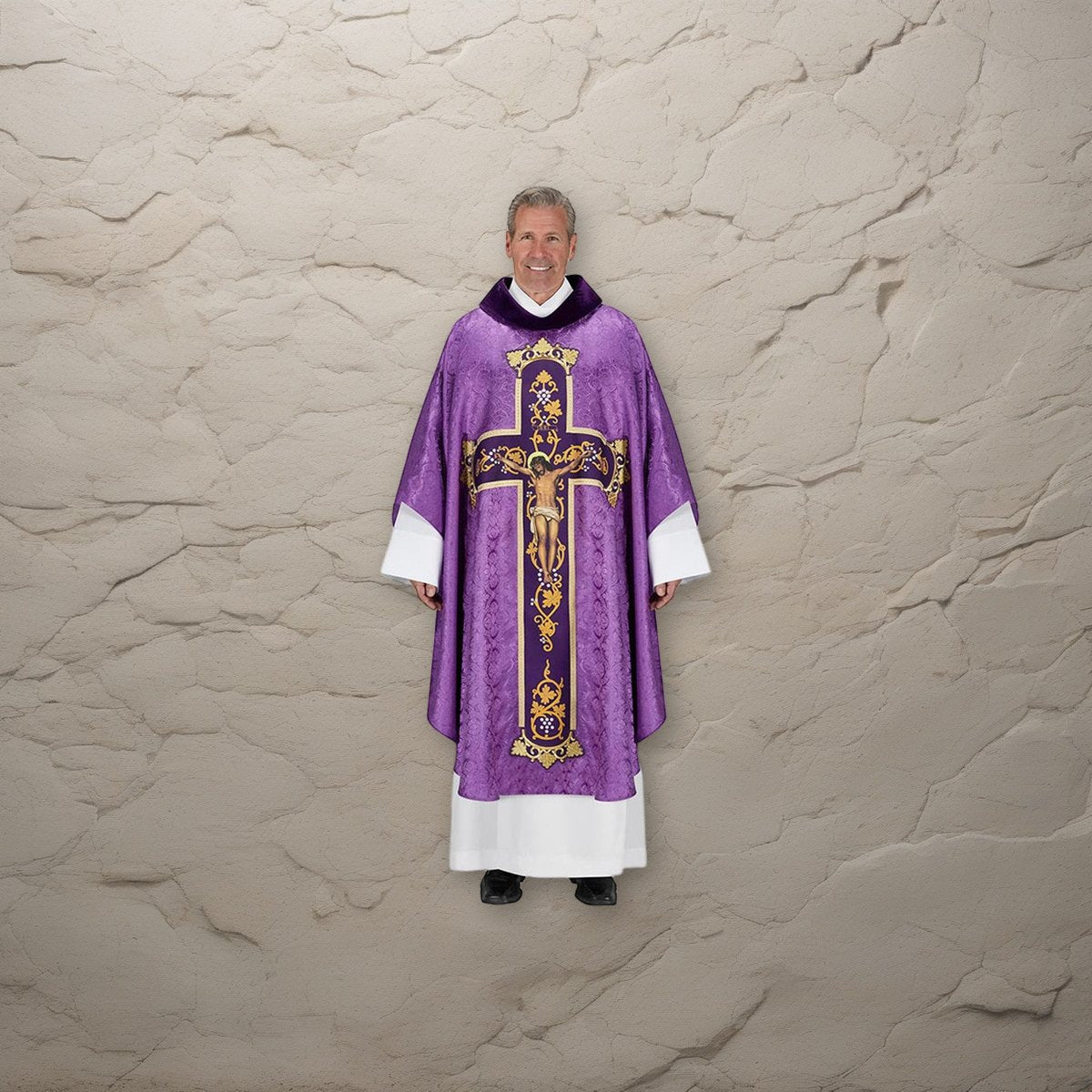 Via Sacra Chasuble on a stone background