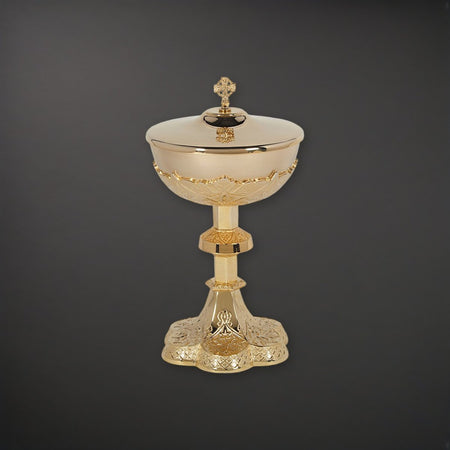 Vine Embossed Ciborium with Cover on a charcoal backdrop