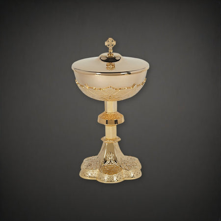 Vine Embossed Ciborium with Cover on a charcoal backdrop