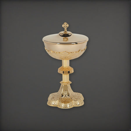 Vine Embossed Ciborium with Cover on a charcoal backdrop