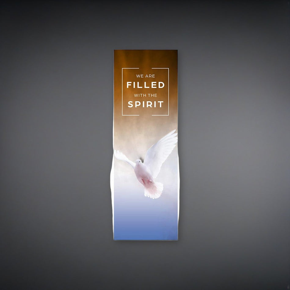 We Are Filled With The Spirit Banner on a charcoal backdrop