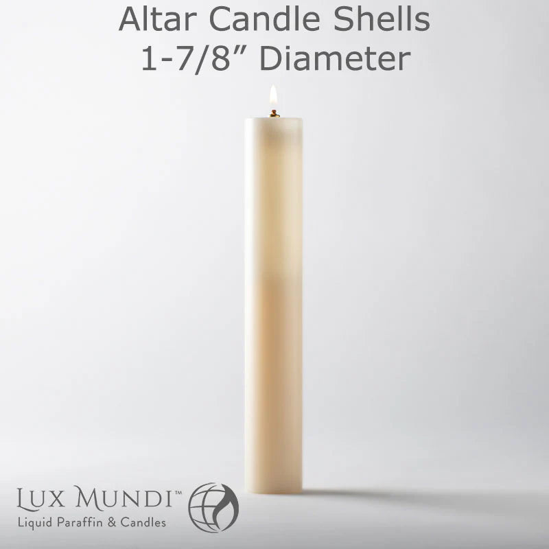 Lux Mundi Altar Candle Shells - 1 7/8 inch Diameter - Various Lengths