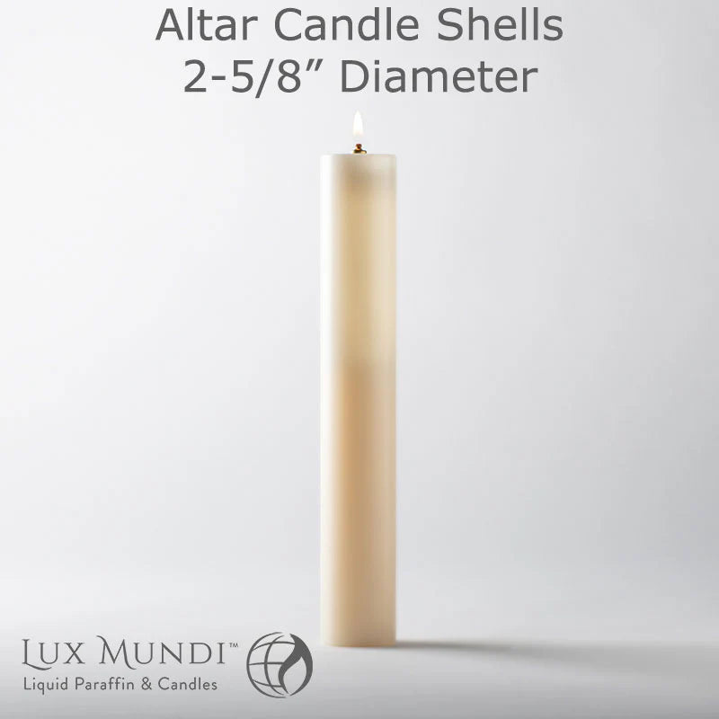 Lux Mundi Altar Candle Shells - 2 5/8 inch Diameter - Various Lengths