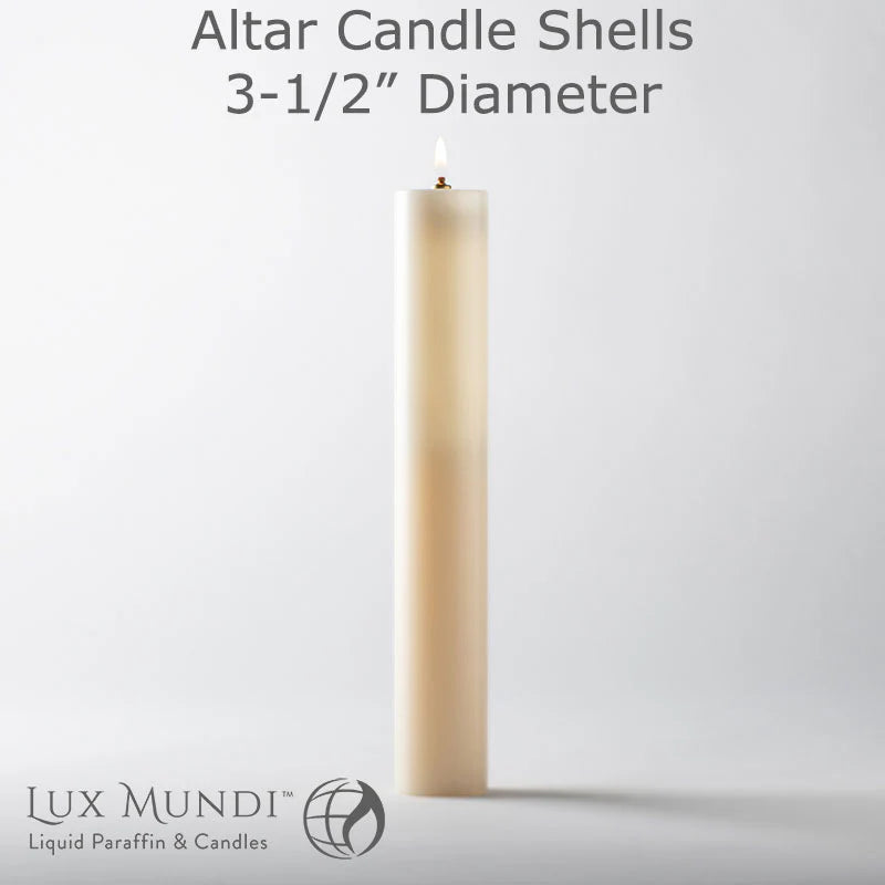 Lux Mundi Altar Candle Shells - 3 1/2 inch Diameter - Various Lengths