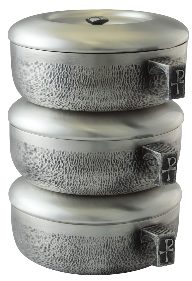 3pc. Stacking Ciboria Set, Silver-ox Gold Line-Textured by Alviti