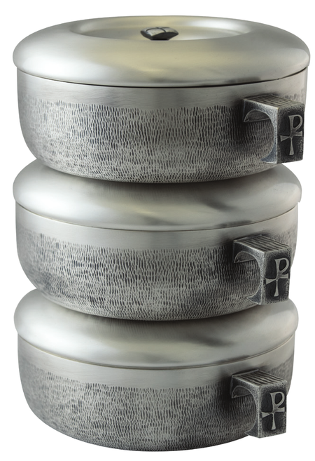 3pc. Stacking Ciboria Set, Silver-ox Gold Line-Textured by Alviti