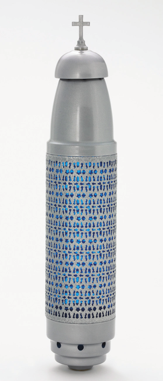 Candle - Silver w/ BLUE - WITH Filigree - W/ Stake by Alviti