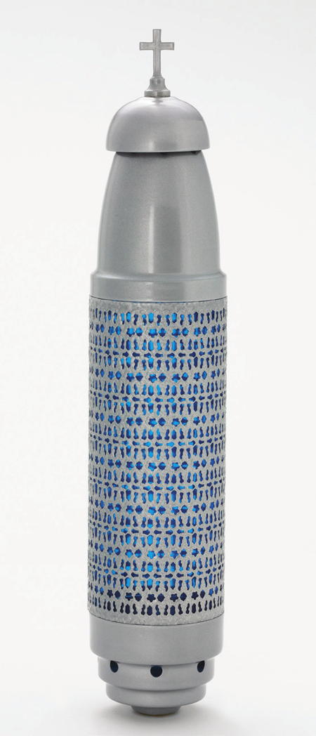 Candle - Silver w/ BLUE - WITH Filigree - W/ Stake by Alviti