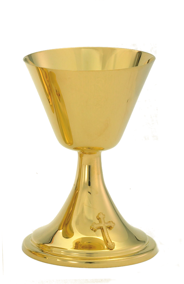 Chalice w/ Scale Paten | Gold | High Polish and Gold Accent Cross by Alviti