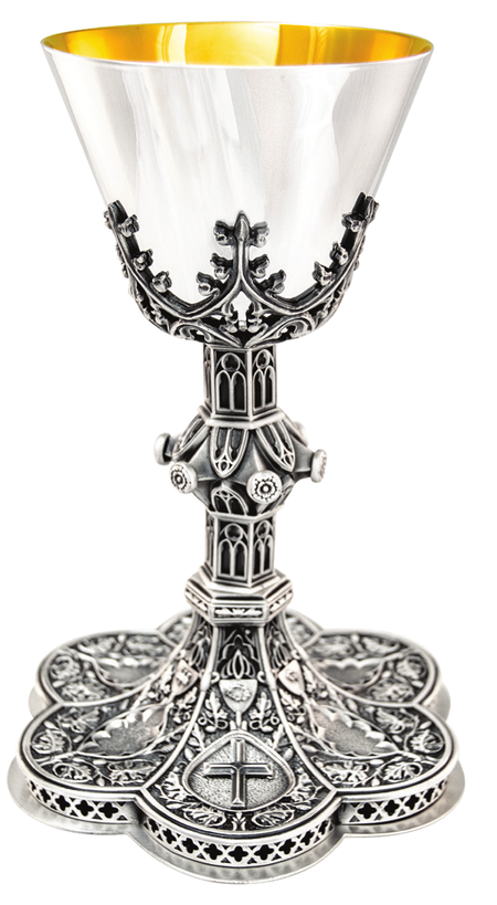 Chalice w/ 6 3/8" Well Paten, Silver, Gold Line by Alviti