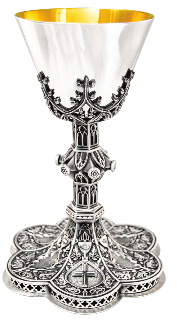 Chalice w/ 6 3/8" Well Paten, Silver, Gold Line by Alviti