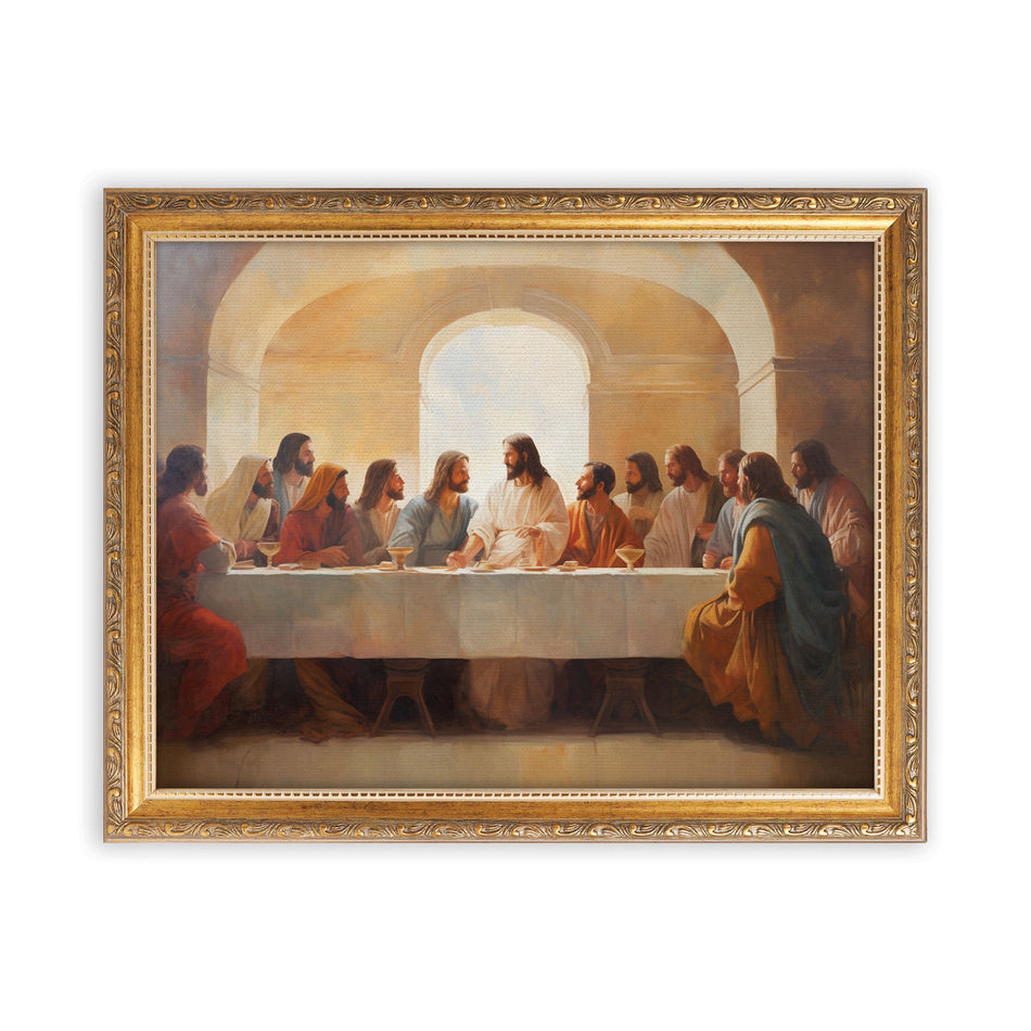 Last Supper Collection Gold Linen Framed Art - Last Supper