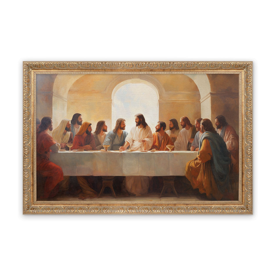 Last Supper Collection Gold Linen Framed Art - Last Supper - XL