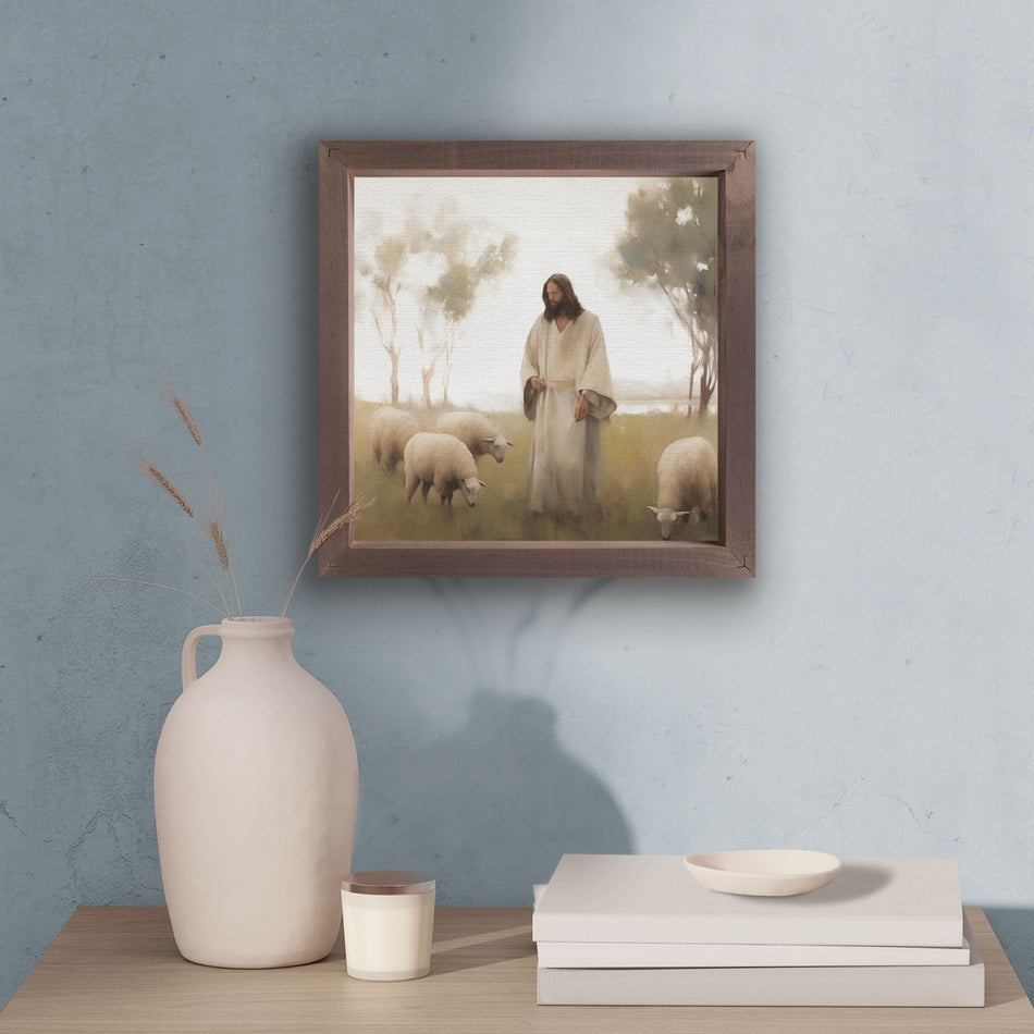 I Am Found Collection Framed Linen Art - Lamb