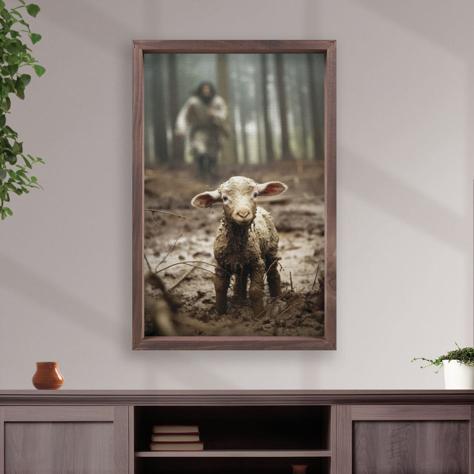 I Am Found Collection Framed Linen Art - Lamb