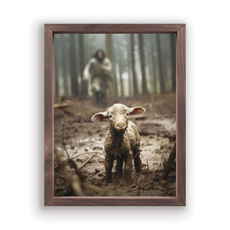 I Am Found Collection Framed Linen Art - Lamb - Small