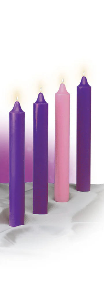 Advent Candle Set |  3 Purple 1 Rose | 17" x 1-1/2"