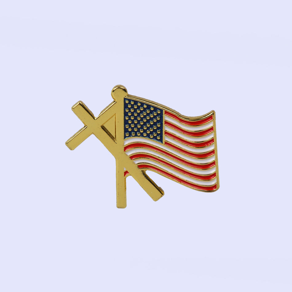 Lapel Pin Cross and Flag PK3