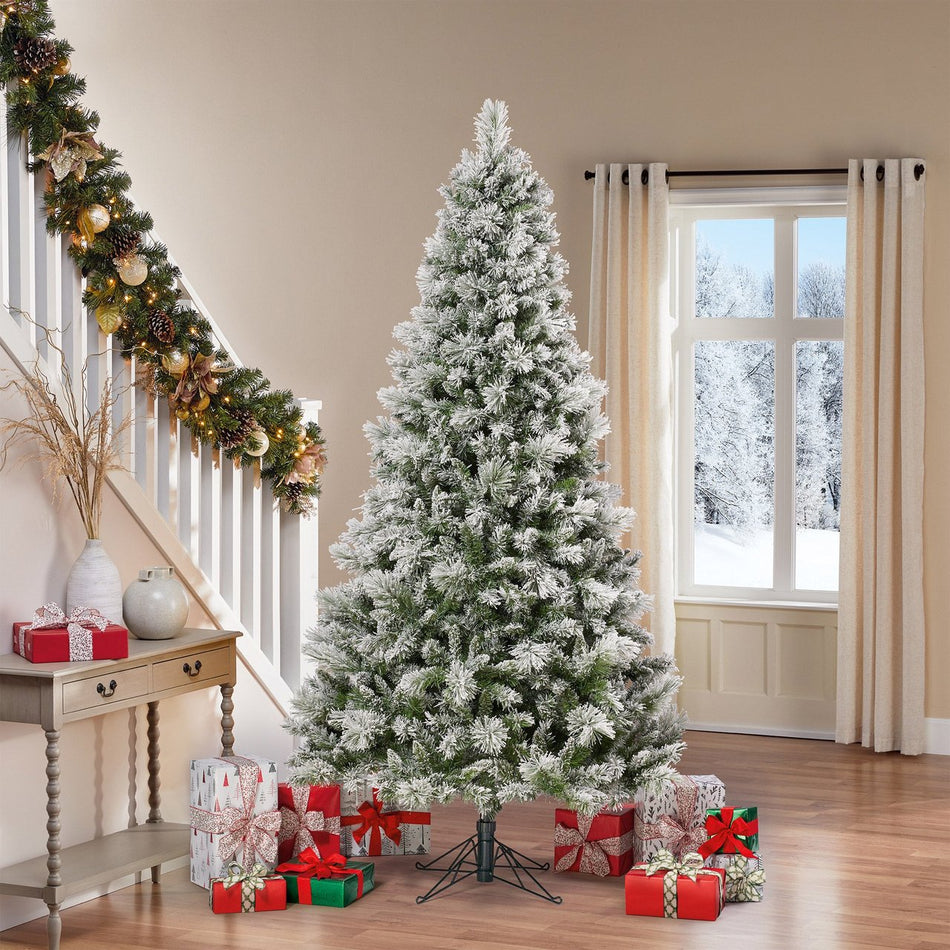 7.5' Pre-Lit Radiant Glitter Flocked Micro LED Tree
