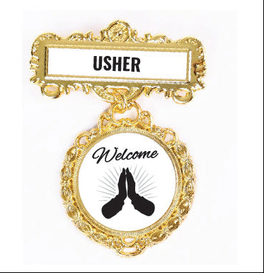 Badge Fancy Round Usher Ethnic Praying Hand Magnet