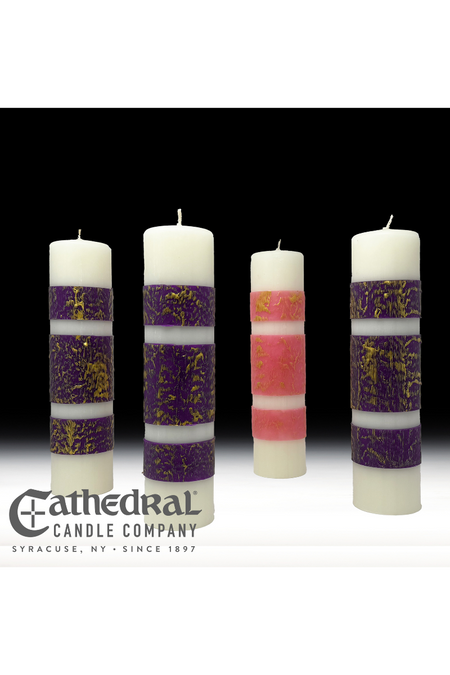 ArtisanWax Advent Candles - 3 Sarum Blue, 1 Rose - 3" to 4" Diameter by Anchor Christian Distributors