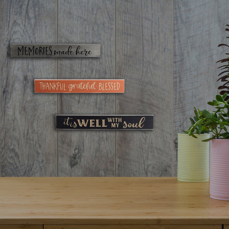 SIGN ENGRAVED WOOD MEMORIES MADE HERE SAGE 3.5X24