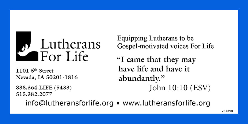 Lutherans for Life Offering Envelope - Dollar Bill Size