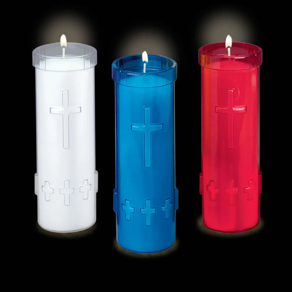 3-Day Devotional Candle in Ruby, Clear or Blue Containers - Case of 48