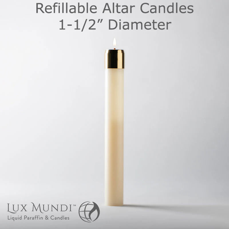 Refillable Liquid Altar Candles - 1 1/2 inch Diameter - Various Heights
