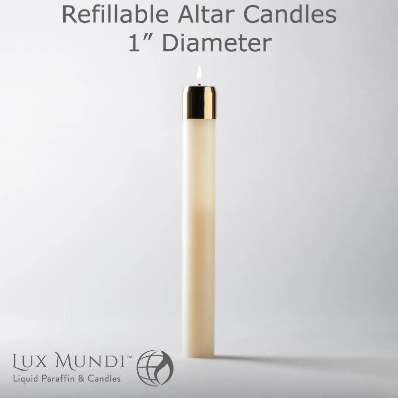 Refillable Liquid Altar Candles - 1 inch Diameter - Various Heights