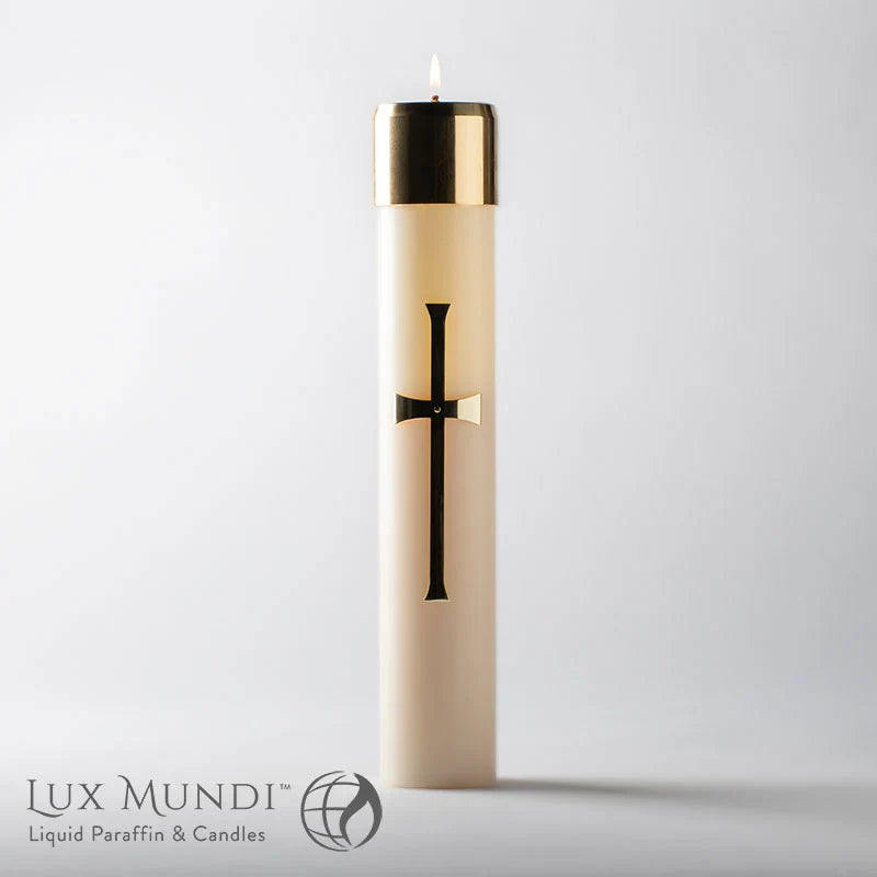 Refillable Christ Candle - Various Sizes, one of the items in the Refillable Christ Candle with Liquid Paraffin and Wicks. A photograph of the assembled set is pending.