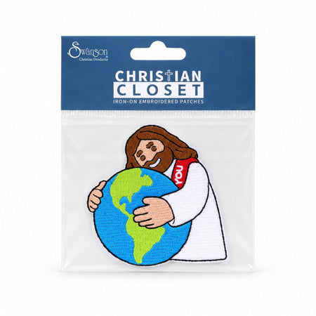 Jesus Hugs the World Embroidered Iron-On Patch - Pack of 3