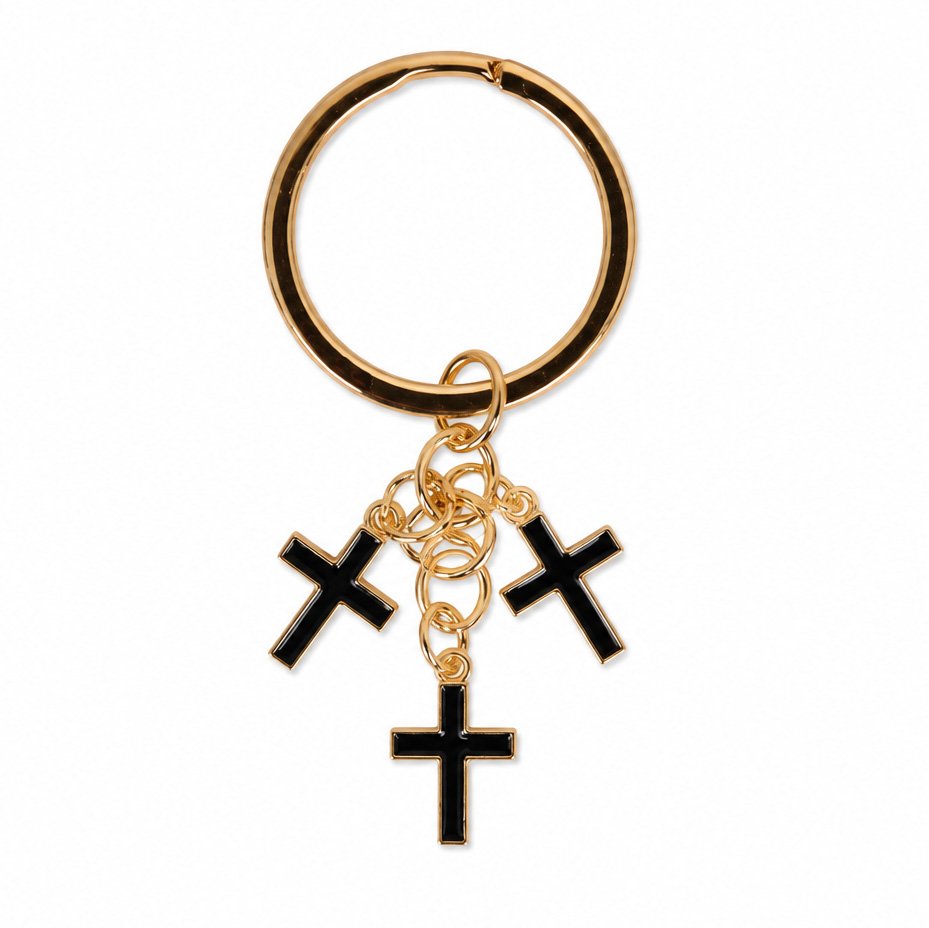 Three Crosses Keychain - Black - Pack of 3