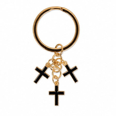 Three Crosses Keychain - Black - Pack of 3