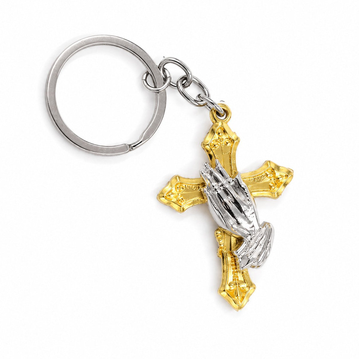 Praying Hands with Cross Keychain - Pack of 3